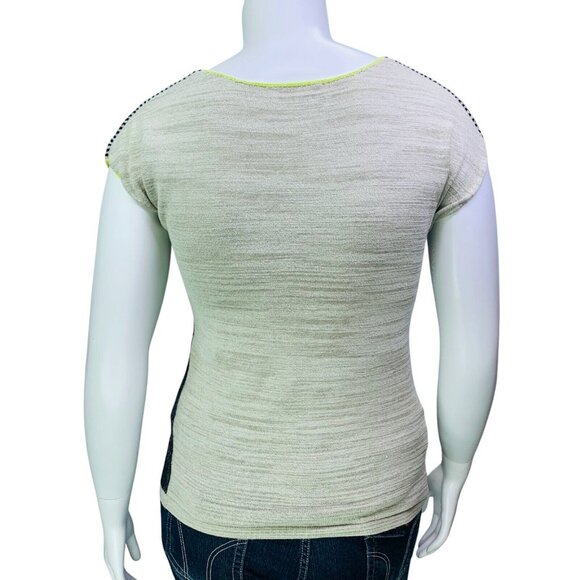 Coldwater Creek Womens Ribbed Neck Sweater Striped Cap Sleeve Size M (10-12) - Picture 7 of 12